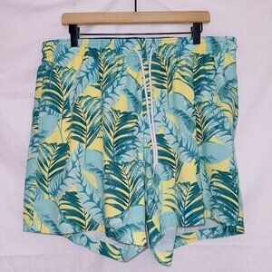 Men's Cubavera Tropical Floral Print Mesh Liner 7'' Inseam Swim Trunks size XL